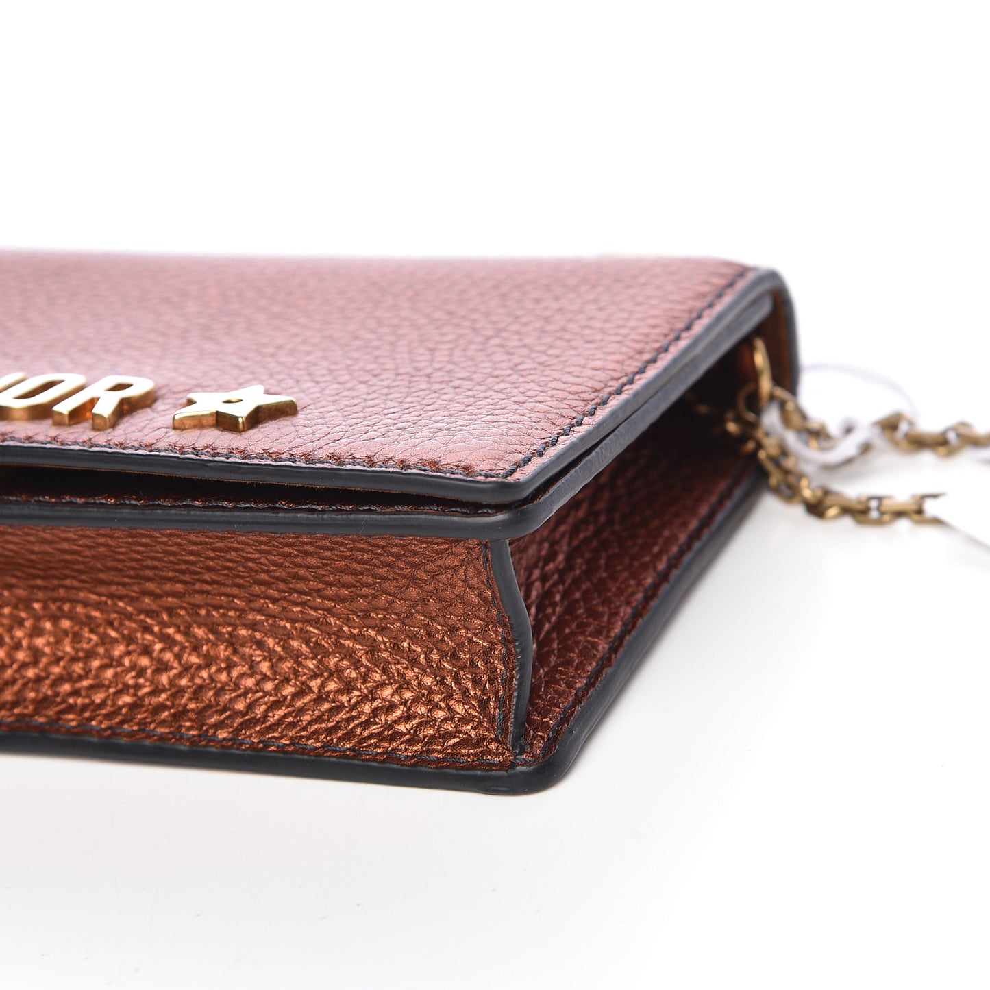 Metallic Grained Calfskin J'adior Clutch Deep Orange