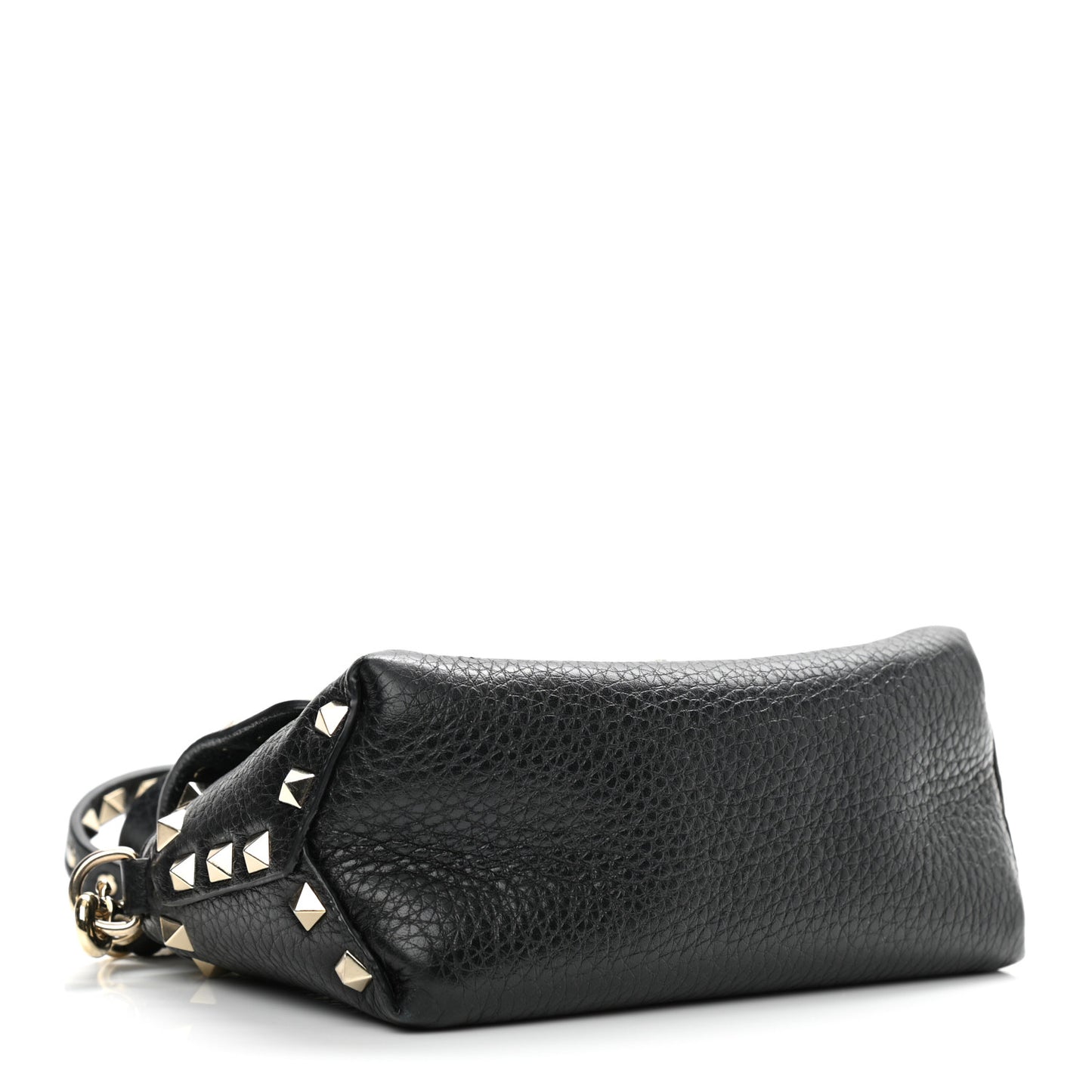 Pebbled Calfskin Mini Rockstud Crossbody Bag Black