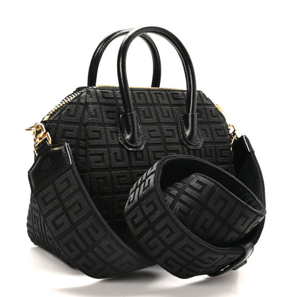 Givenchy Canvas Jacquard Embroidered Calfskin 4G Mini Antigona Black 3 of 8