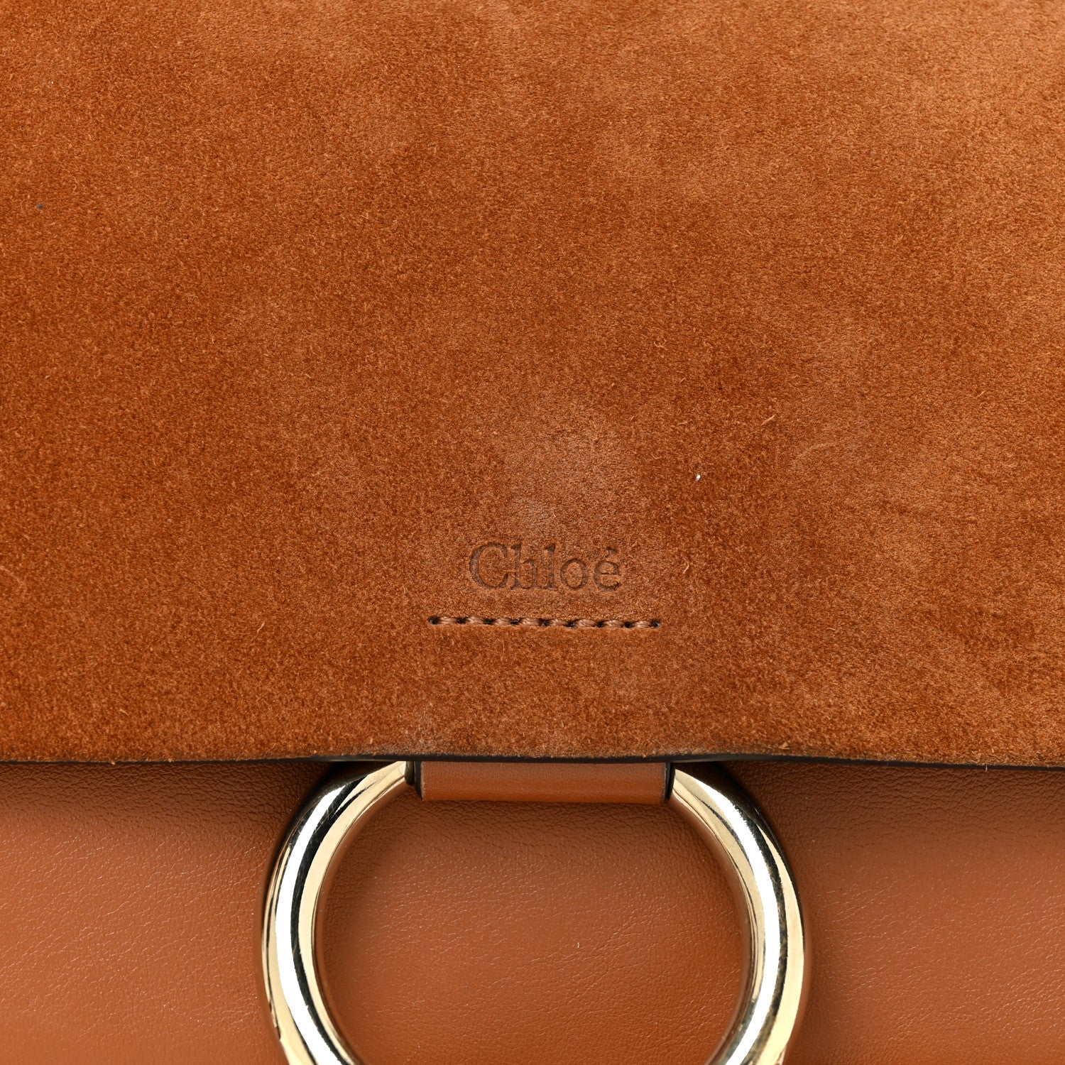 Chloe Suede Calfskin Small Faye Shoulder Bag Tobacco 8 of 10