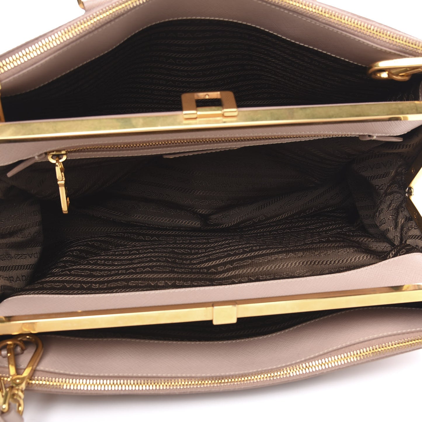 Saffiano Frame Top Handle Bag Cammeo