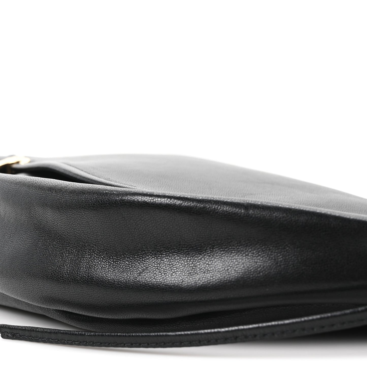 Shiny Lambskin Soft Triomphe Half Moon Bag Black