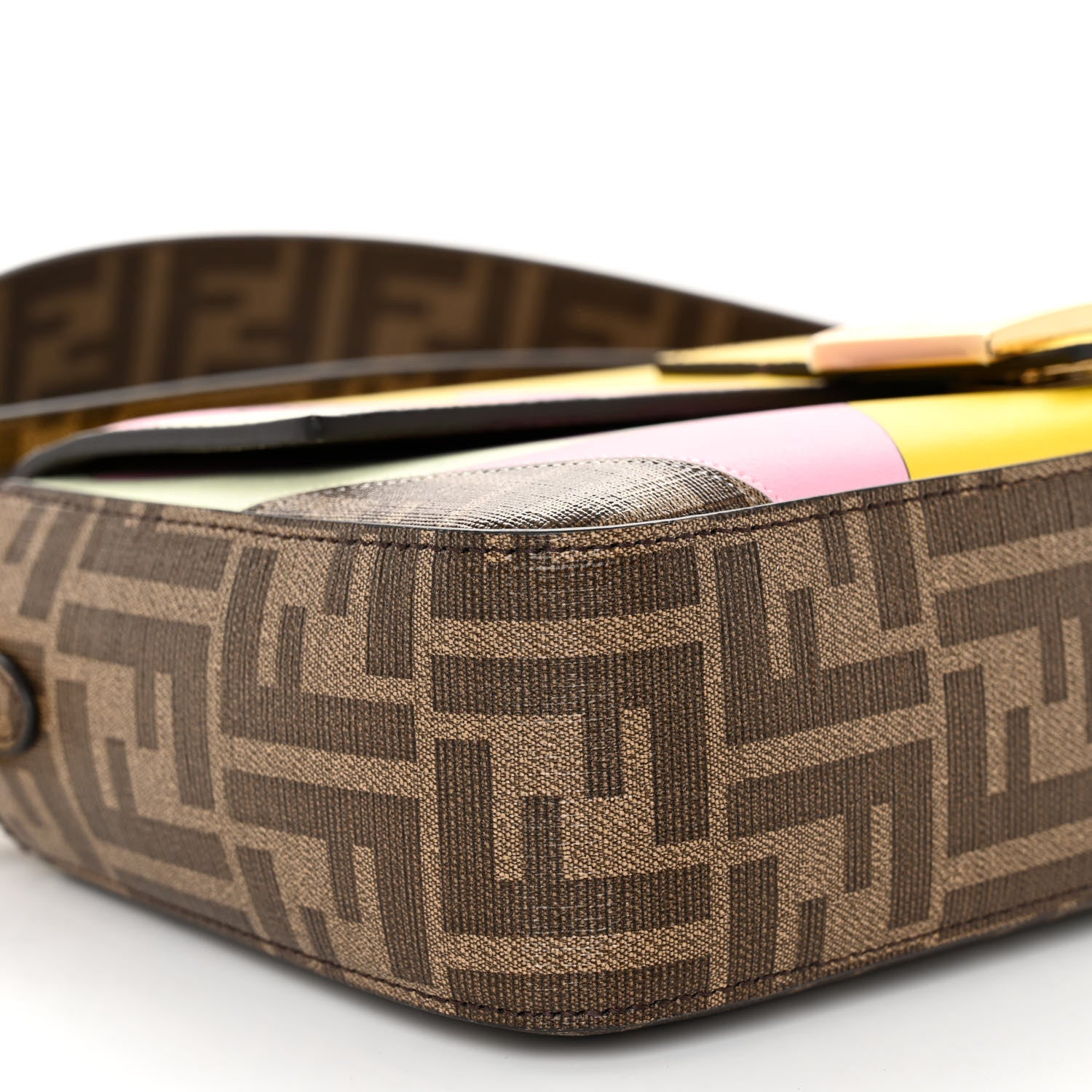 Fendi Glazed Fabric FF 1974 Hairdo Girls Inlay Baguette Mogano Panna Multicolor 8 of 10