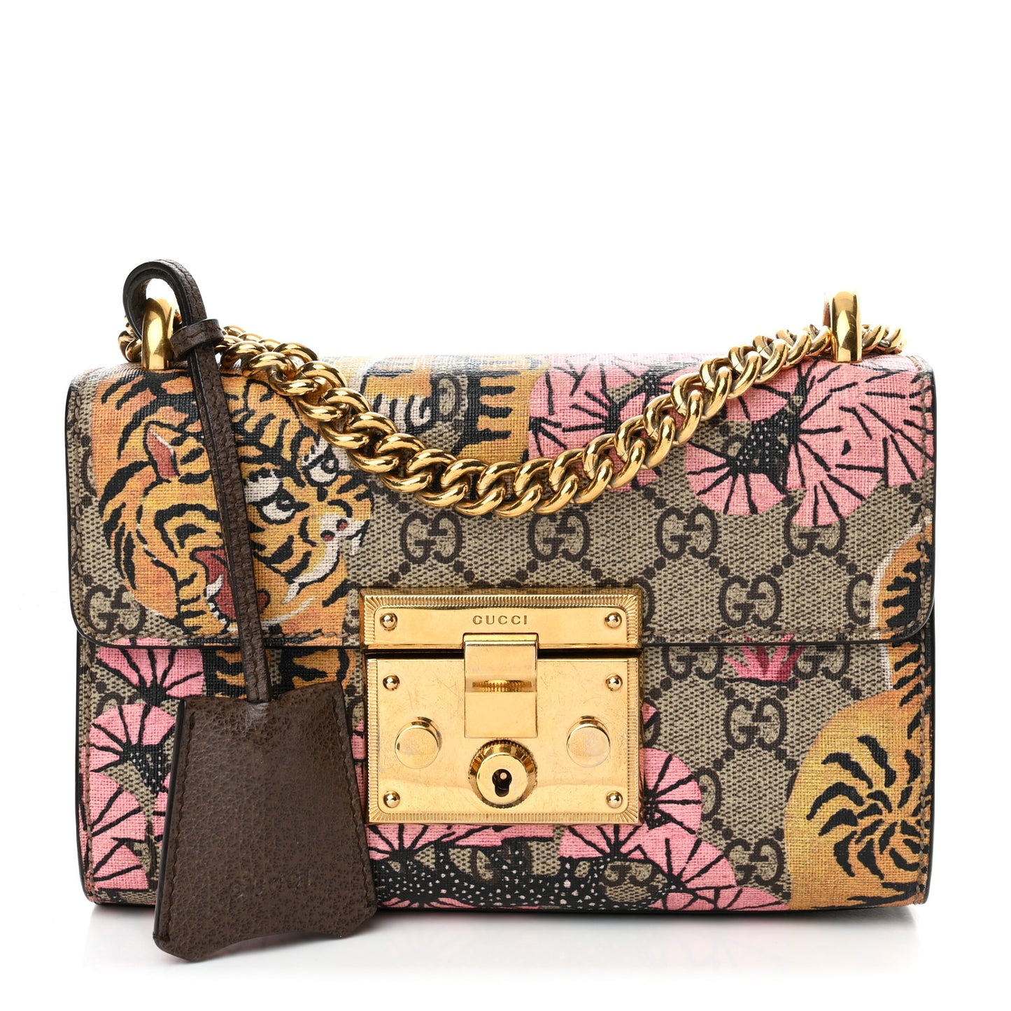 GG Supreme Monogram Bengal Small Padlock Shoulder Bag Beige Pink