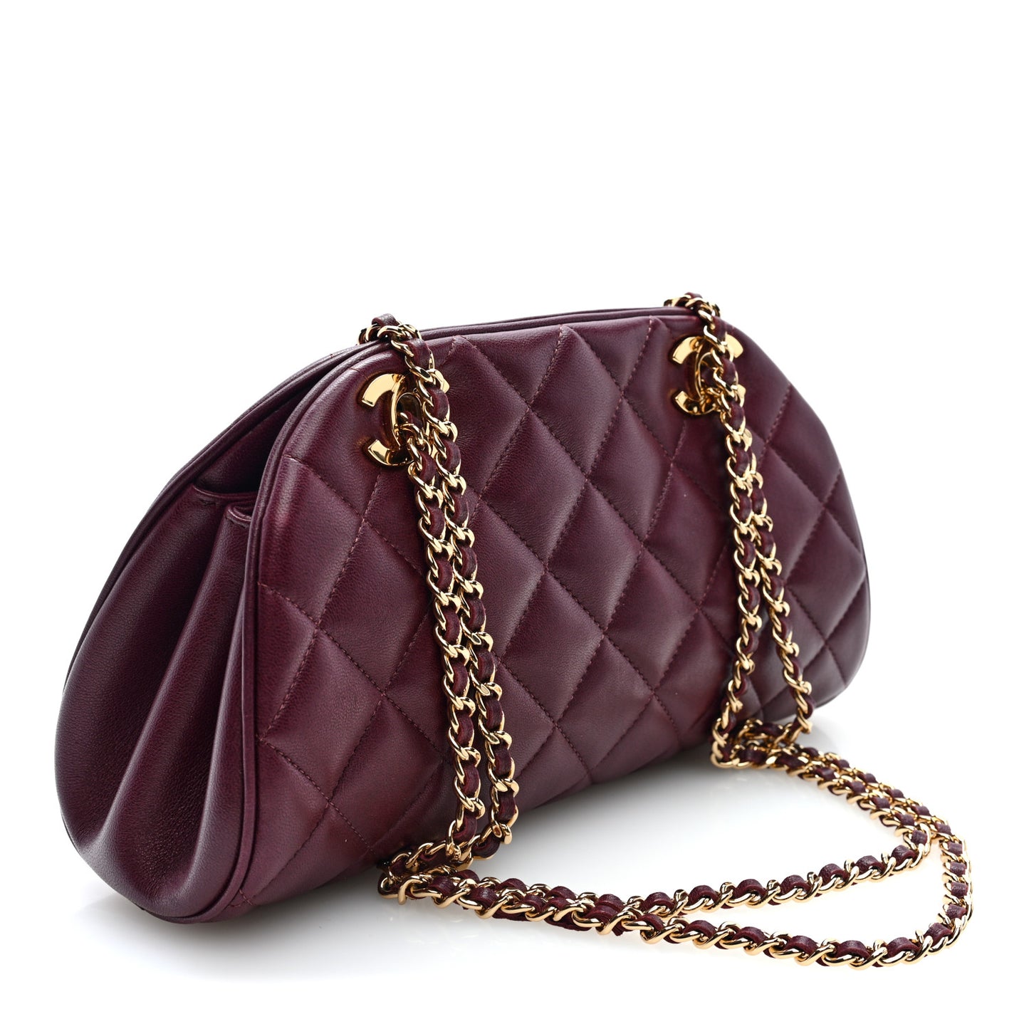 Lambskin Quilted CC Clutch With Chain Burgundy