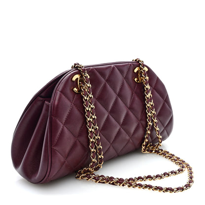 Chanel Lambskin Quilted CC Clutch With Chain Burgundy 3 of 10