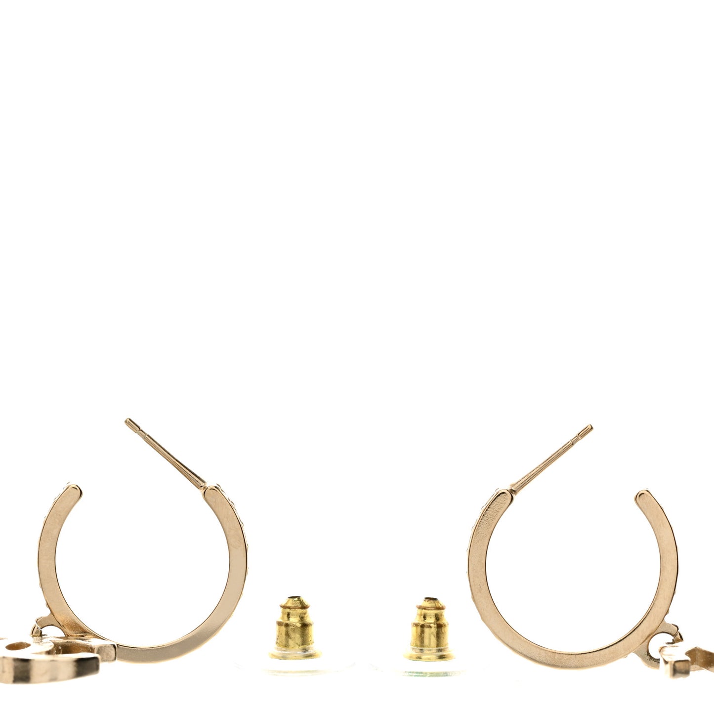 Crystal Lock Symbols CC Hoop Drop Earrings Gold