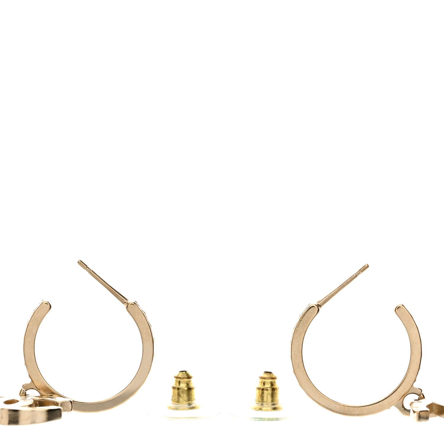 Chanel Crystal Lock Symbols CC Hoop Drop Earrings Gold 3 of 4