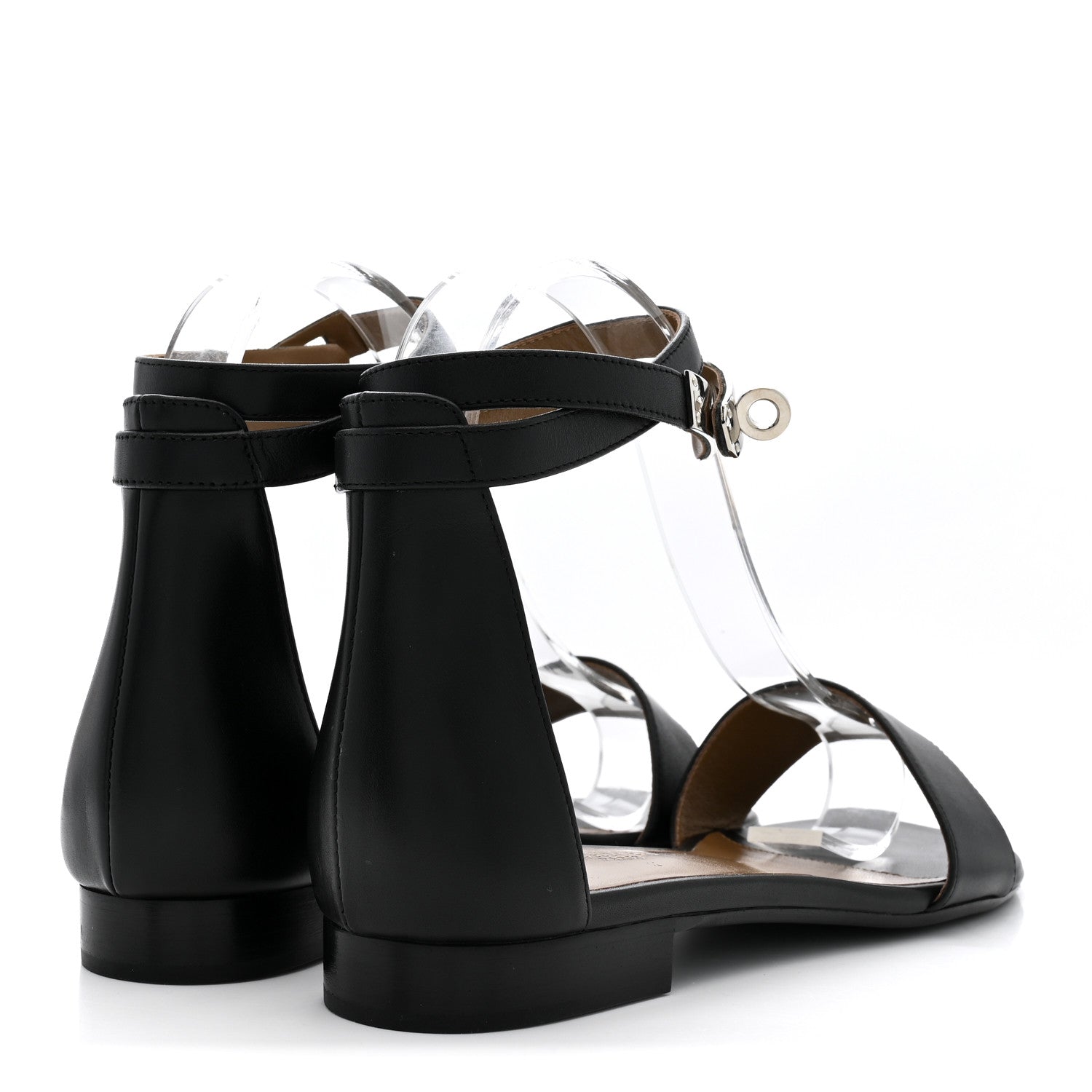 Hermes Heritage Calfskin Baia Sandals 37 Black 5 of 10