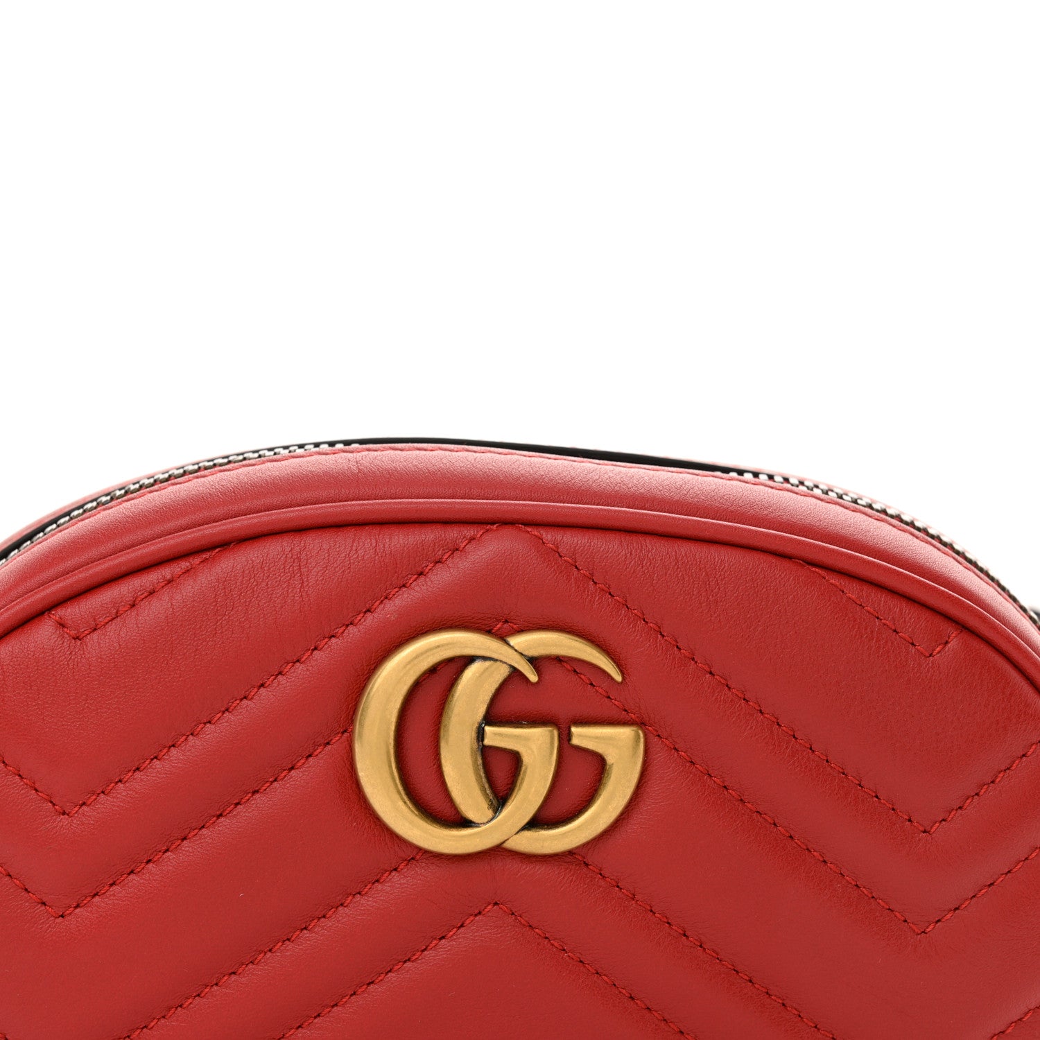 Gucci Calfskin Matelasse GG Marmont Belt Bag 85 34 Hibiscus Red 8 of 10