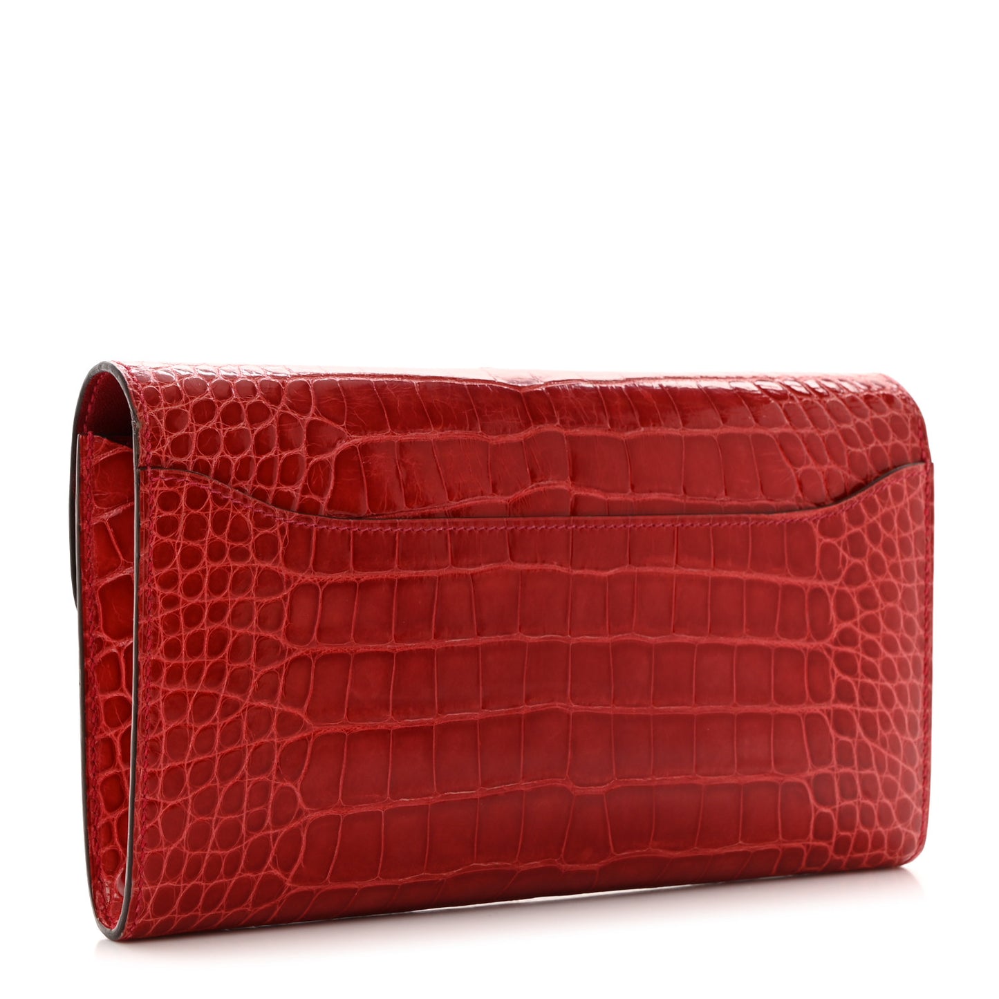 Shiny Alligator Constance Long Wallet Rouge Vif