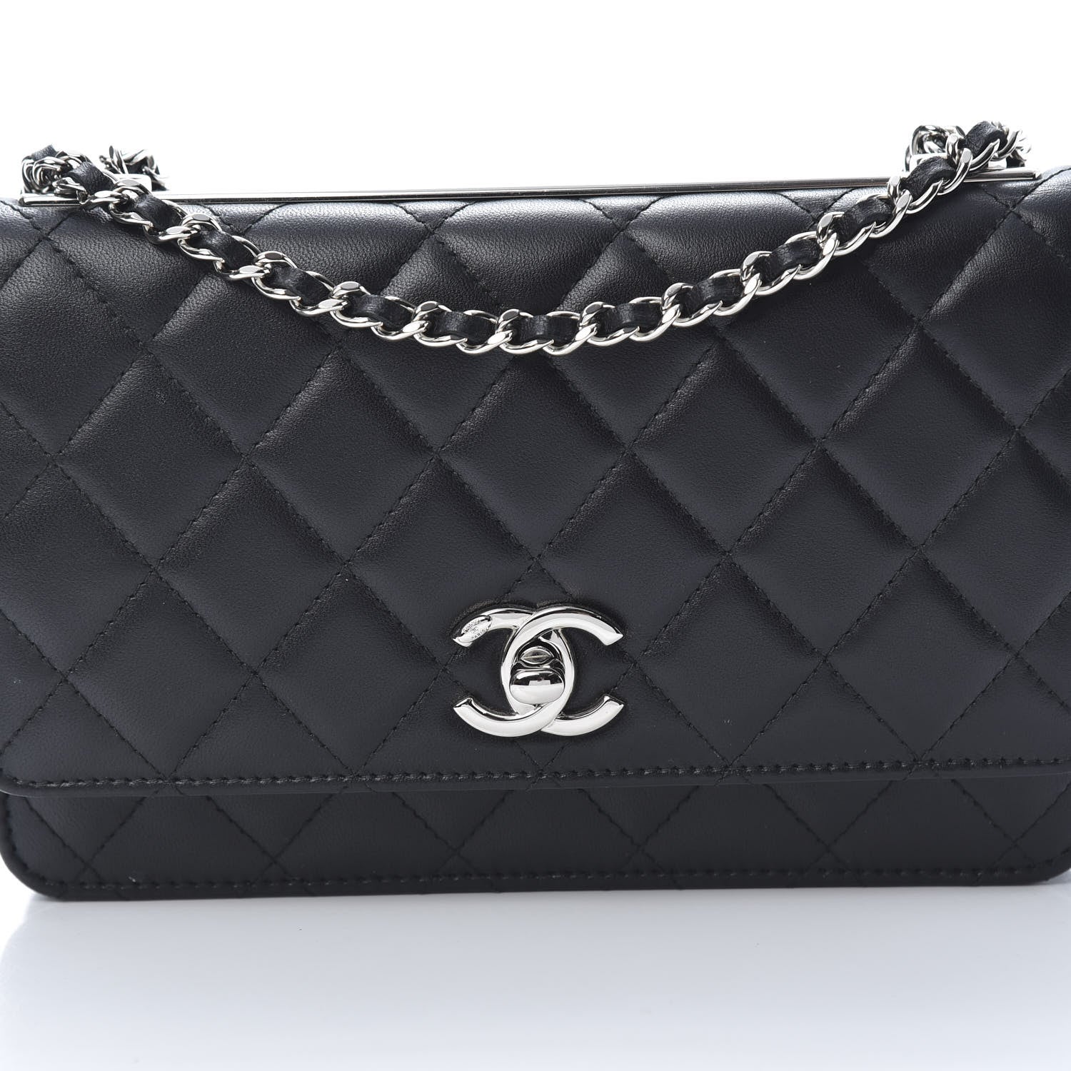Chanel Lambskin Quilted Trendy CC Wallet On Chain WOC Black 9 of 14