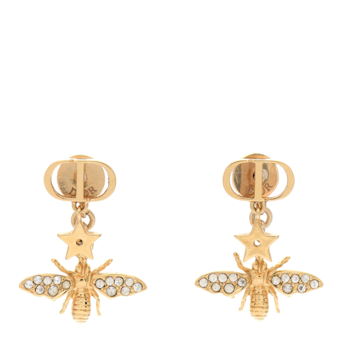 Crystal CD Bee Earrings Gold
