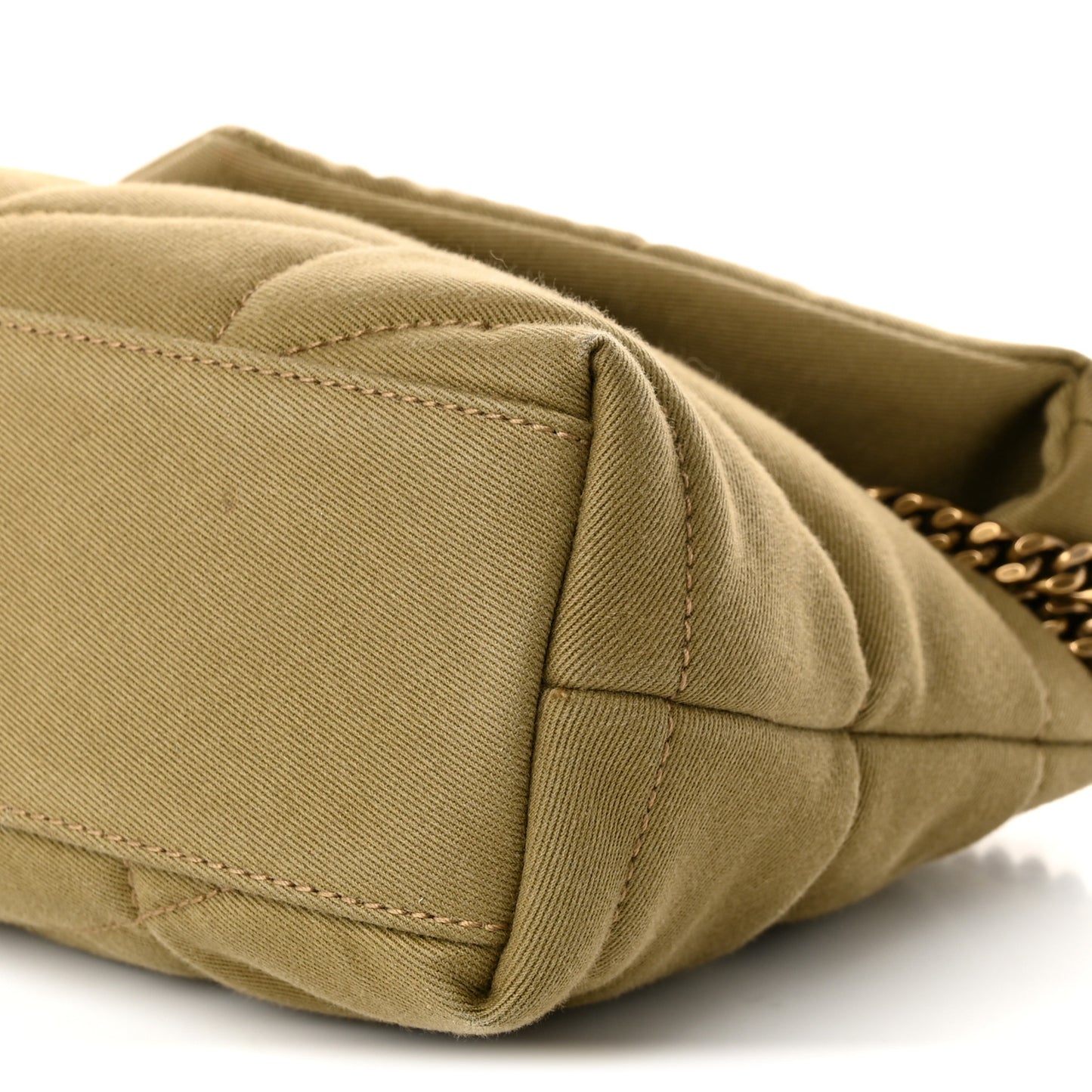 Canvas Quilted Toy Loulou Puffer Monogram Chain Satchel Fir Green