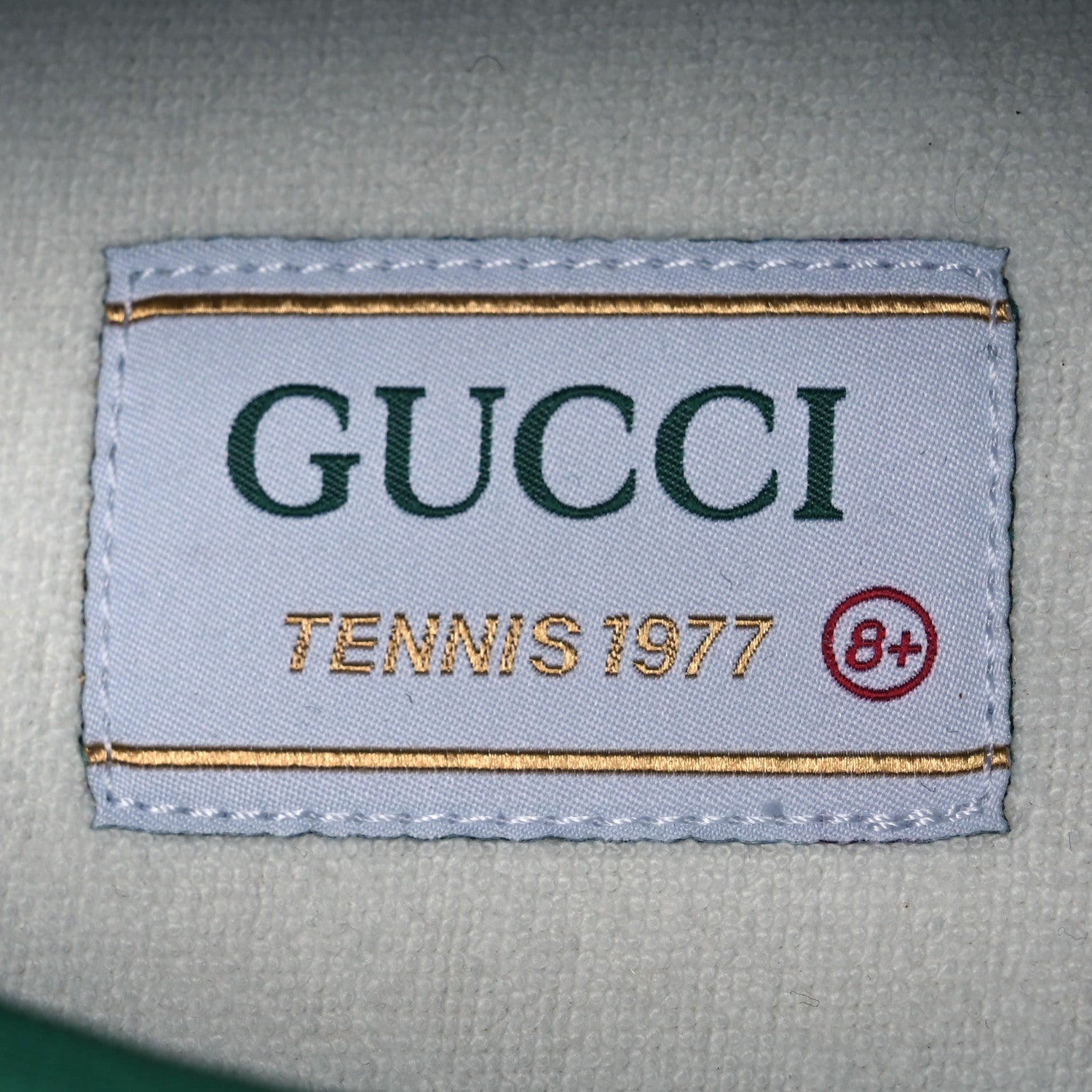 Gucci GG Monogram Web Mens 1977 Tennis Sneakers 8.5 Beige Ebony Mystic White Vert 9 of 10