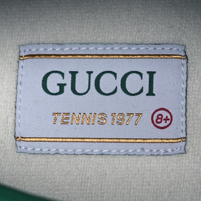 Gucci GG Monogram Web Mens 1977 Tennis Sneakers 8.5 Beige Ebony Mystic White Vert 9 of 10