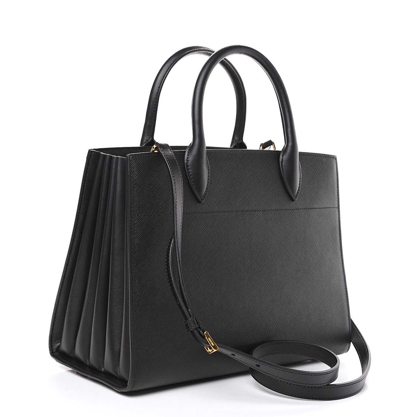 Saffiano City Calfskin Medium Bibliothèque Top Handle Black