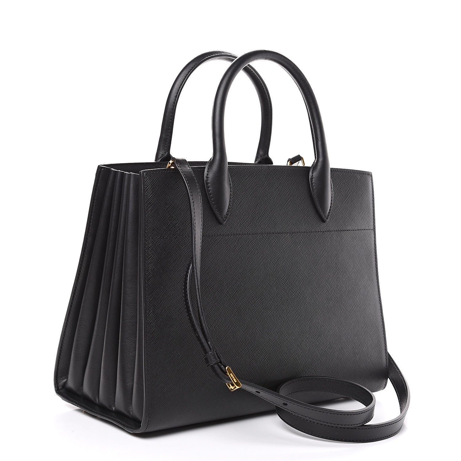 Prada Saffiano City Calfskin Medium Bibliothèque Top Handle Black 2 of 8
