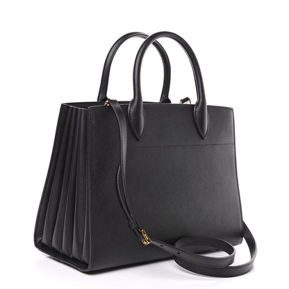 Prada Saffiano City Calfskin Medium Bibliothèque Top Handle Black 2 of 8