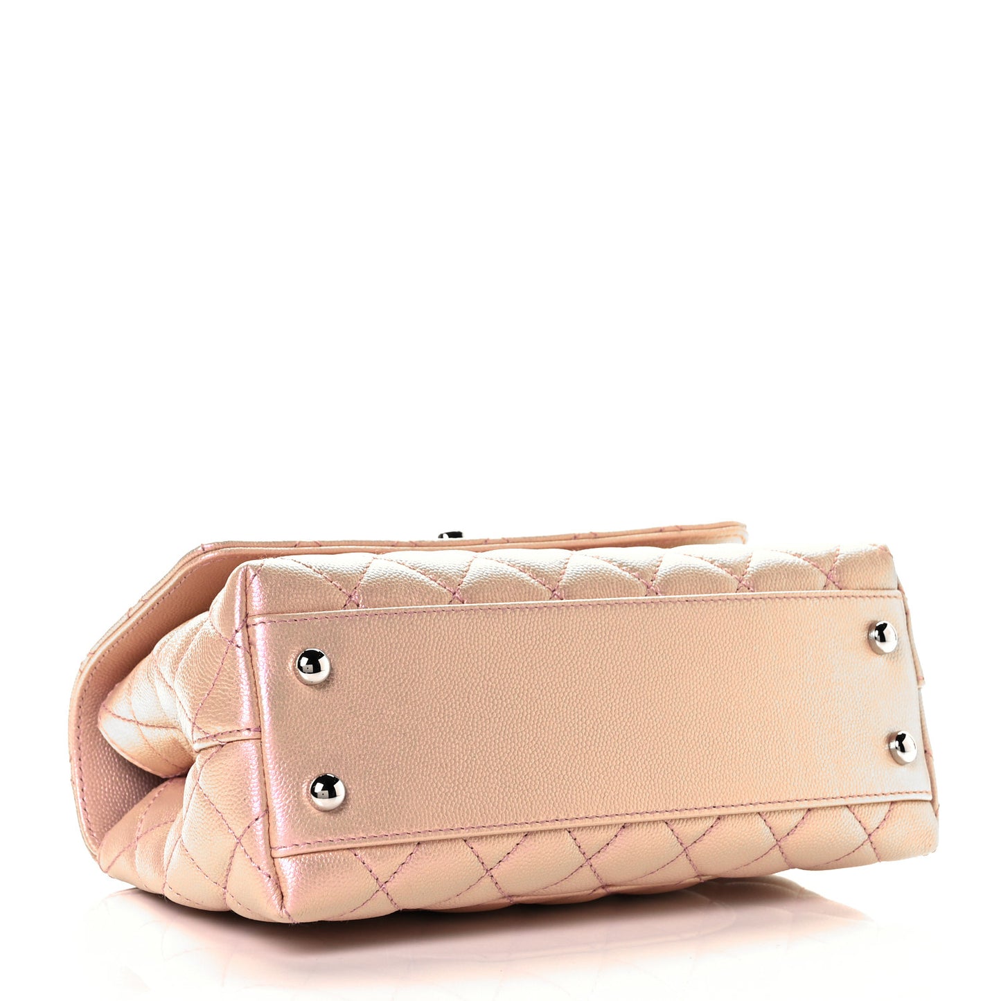 Iridescent Caviar Quilted Mini Coco Handle Flap Pink