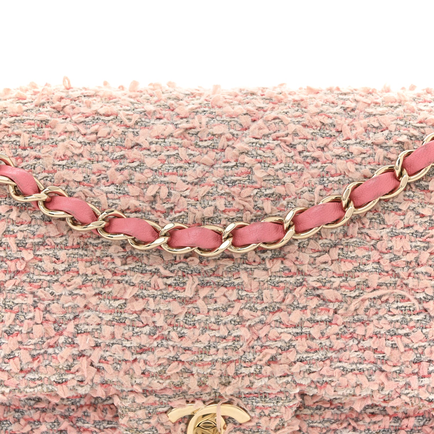 Chanel Tweed Medium Double Flap Pink 16 of 23