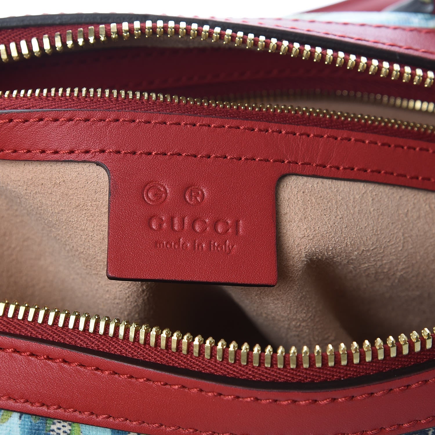 Gucci GG Supreme Monogram Blooms Small Boston Beige Blue Navy Hibiscus Red 6 of 9
