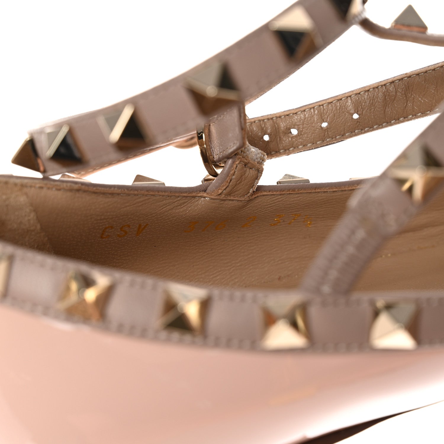 Valentino Garavani Patent Rockstud Cage Ballerina Flats 37.5 Water Rose Poudre 6 of 10