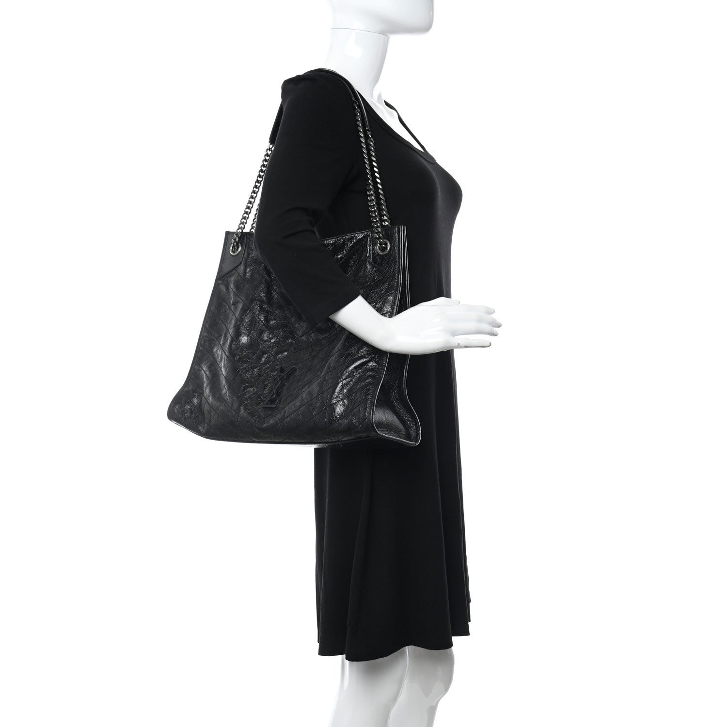 Saint Laurent Crinkled Calfskin Matelasse Monogram Niki Shoulder Bag Black 2 of 10