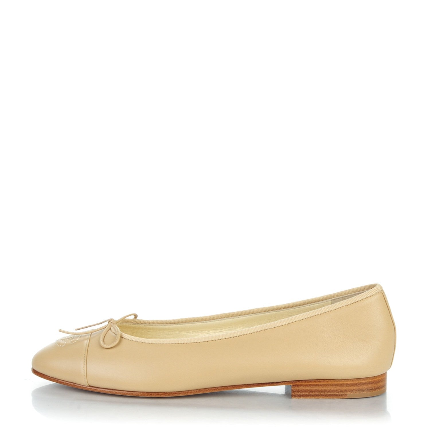 Chanel Lambskin Cap Toe CC Ballerina Flats 40 Light Beige 1 of 9
