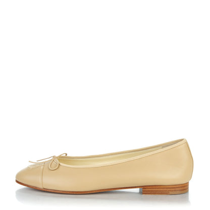Chanel Lambskin Cap Toe CC Ballerina Flats 40 Light Beige 1 of 9