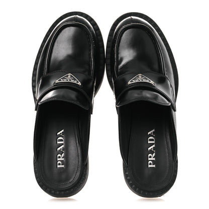 Prada Spazzolato Triangle 40mm Loafer Mules 37 Black 2 of 16