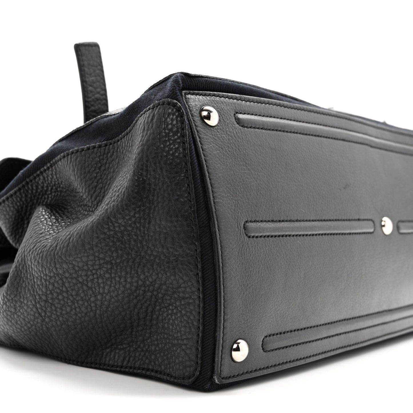 Calfskin Canvas Large Muse Two Black