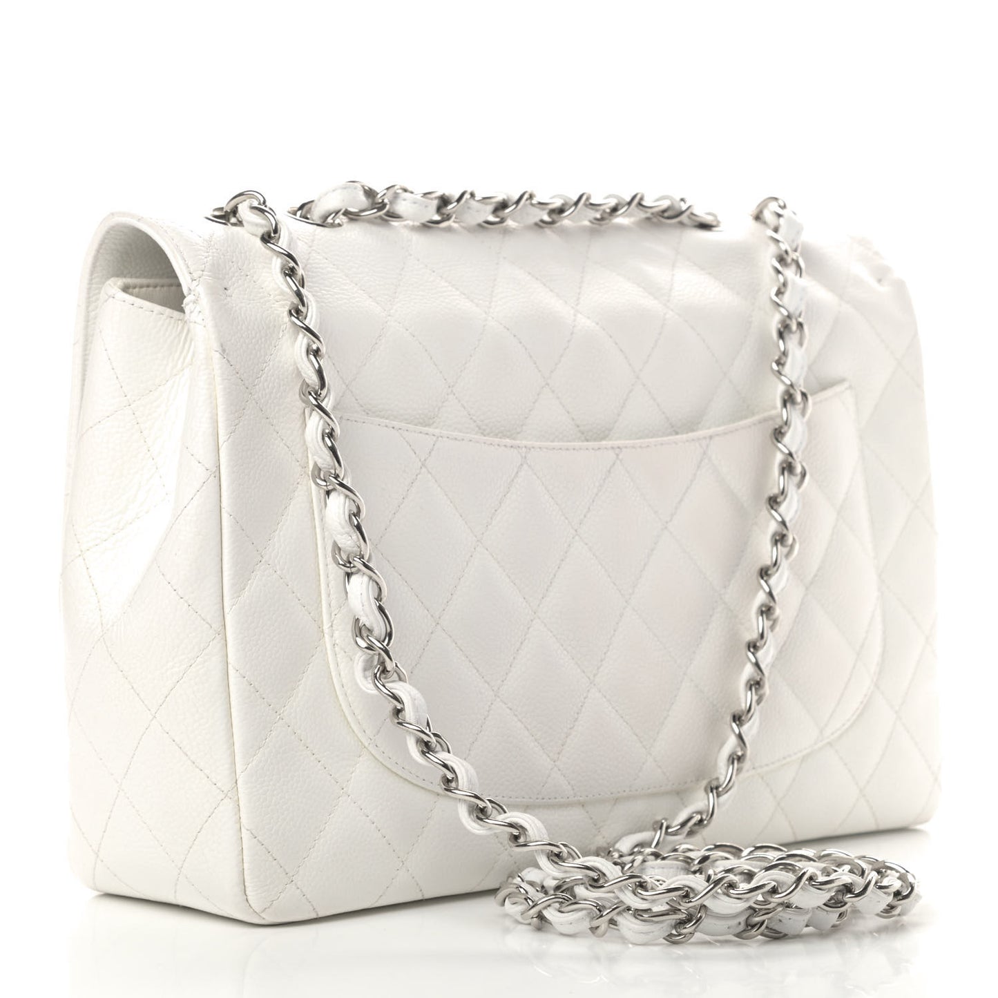 Caviar Quilted Jumbo Single Flap White