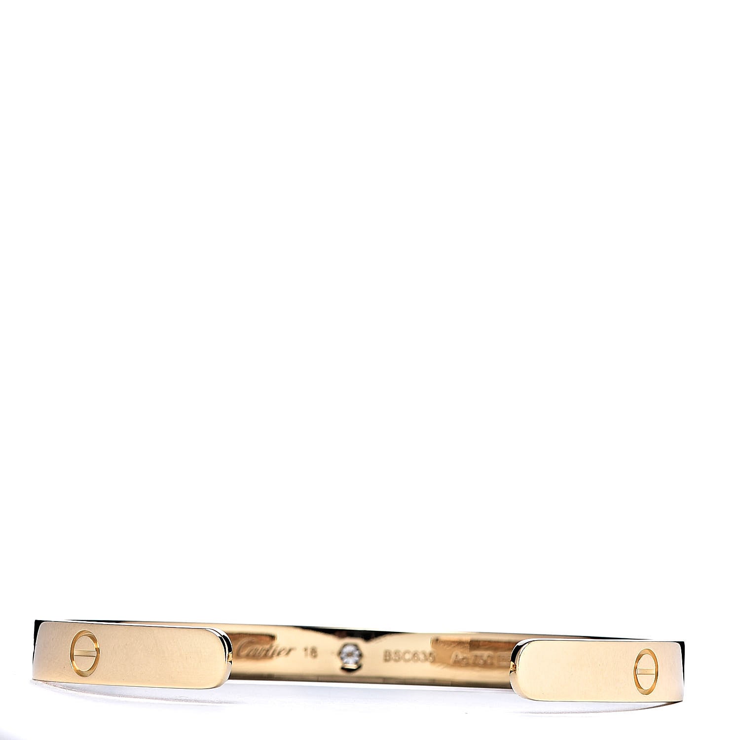 Cartier 18K Yellow Gold 1 Diamond LOVE Cuff Bracelet 18 3 of 5