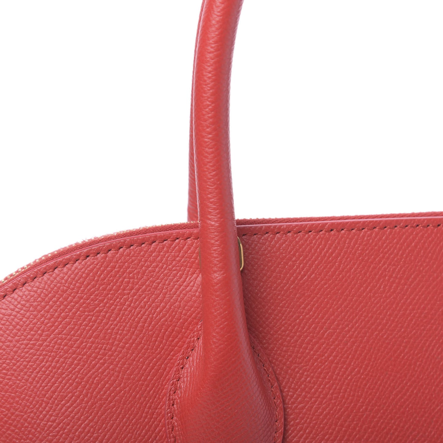 Signature Grained Calfskin Logo M Ville Top Handle Bag Rouge Coquelicot Black