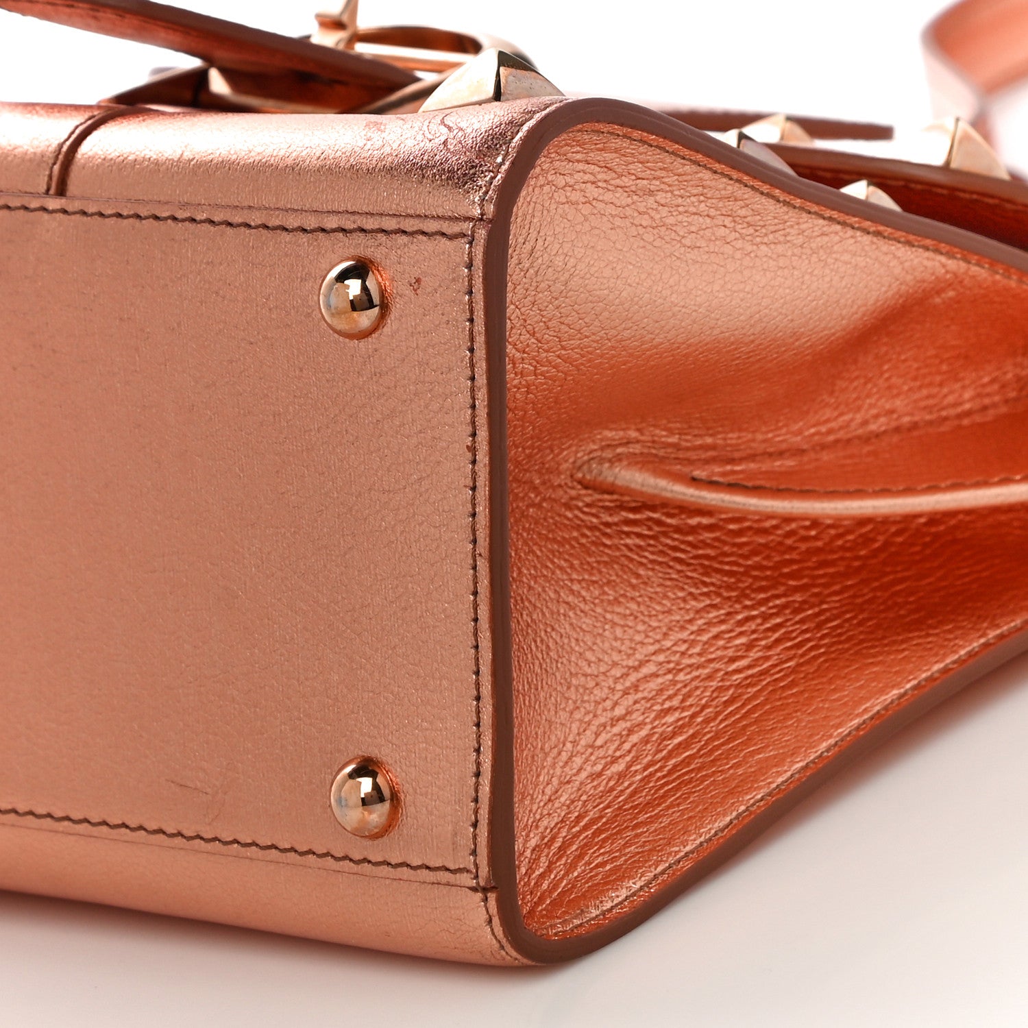 Delvaux Metallic Calfskin Studded Mini Brillant Satchel Copper 10 of 12