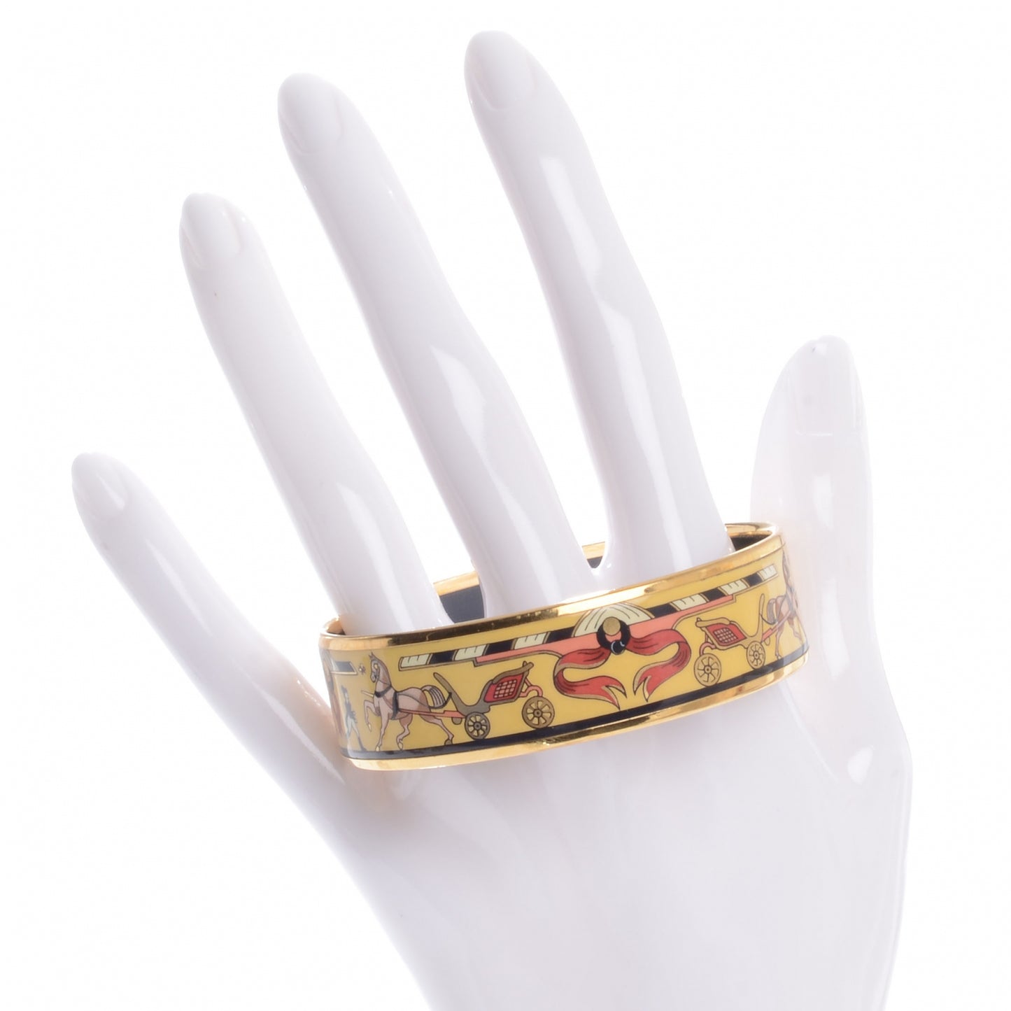 Enamel Printed Chariots Wide Bracelet 70 Yellow