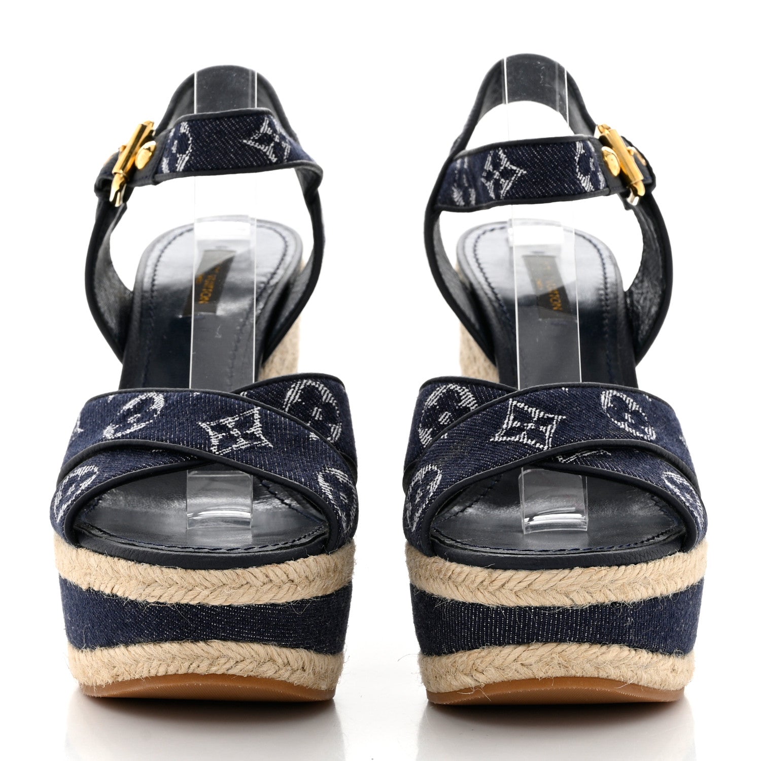 Louis Vuitton Monogram Denim Formentera Wedge Pumps 38 Grand Blue 2 of 7