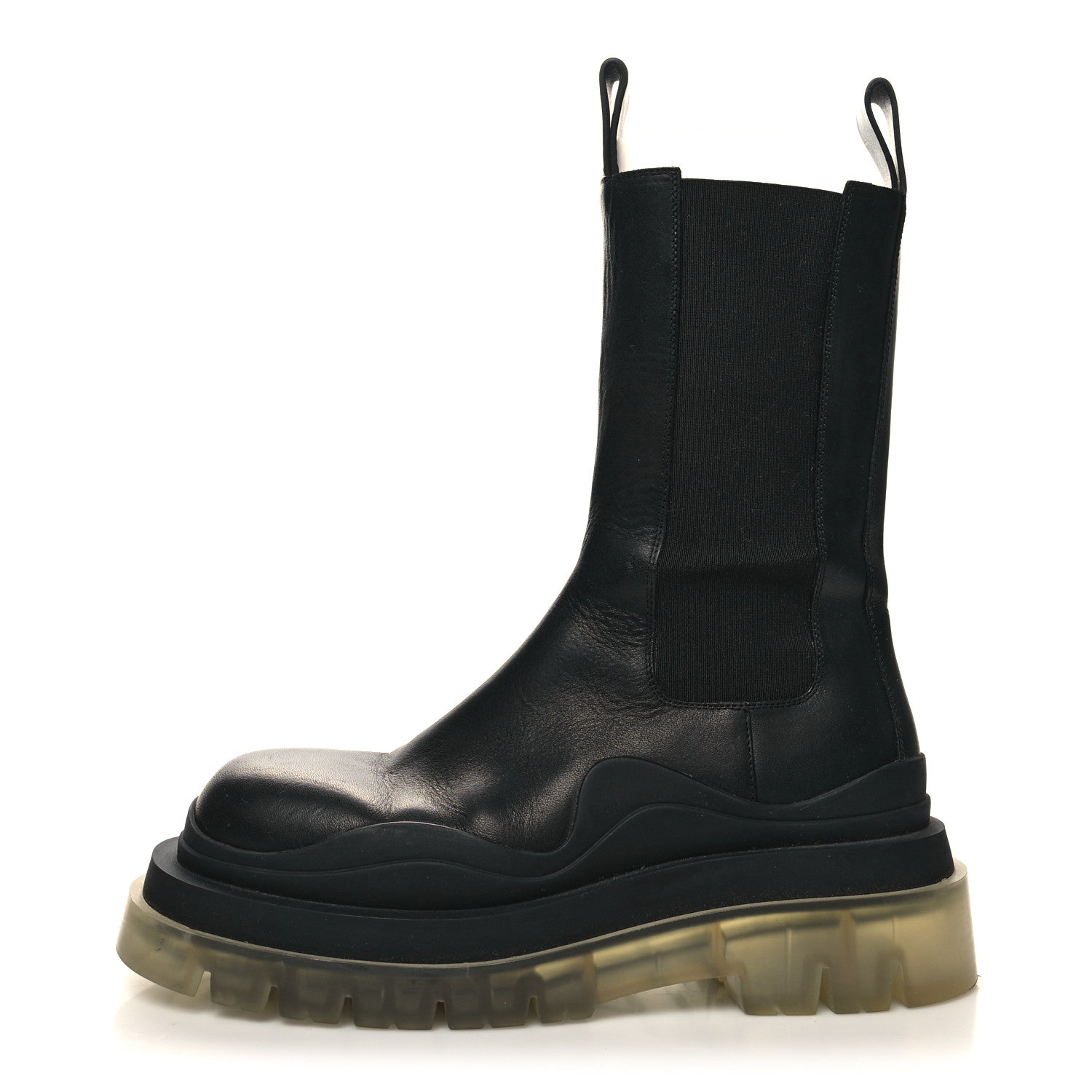 Bottega Veneta Calfskin The Tire Chelsea Boots 37.5 Black Transparent 1 of 9