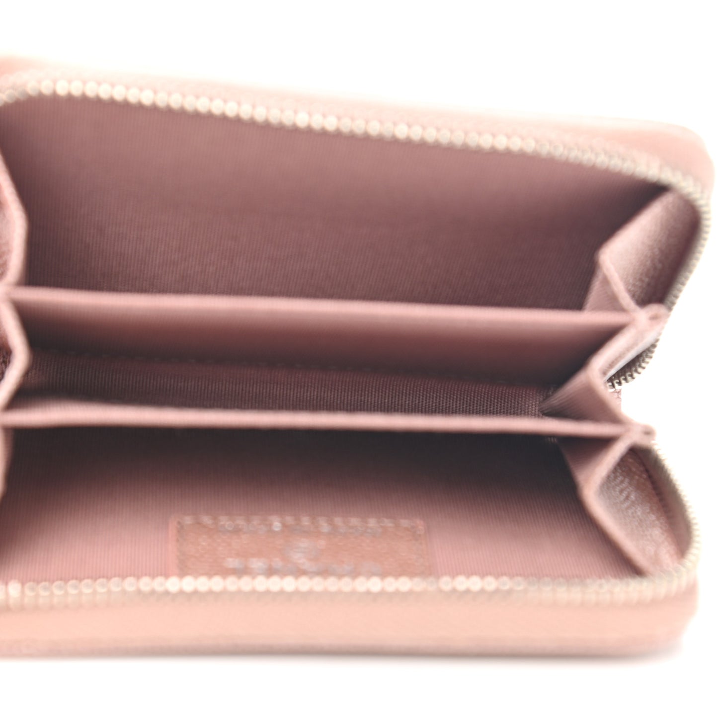 Metallic Caviar Chevron Quilted Vintage Mademoiselle Zip Coin Purse Pink