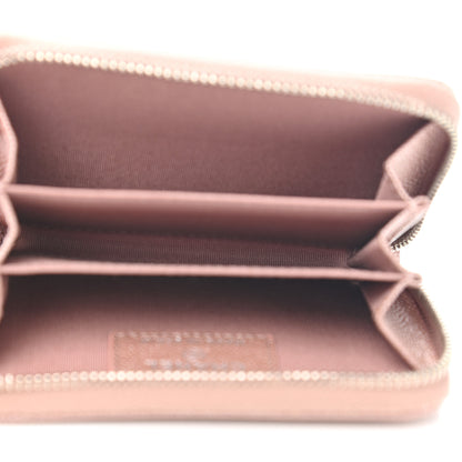 Chanel Metallic Caviar Chevron Quilted Vintage Mademoiselle Zip Coin Purse Pink 4 of 7