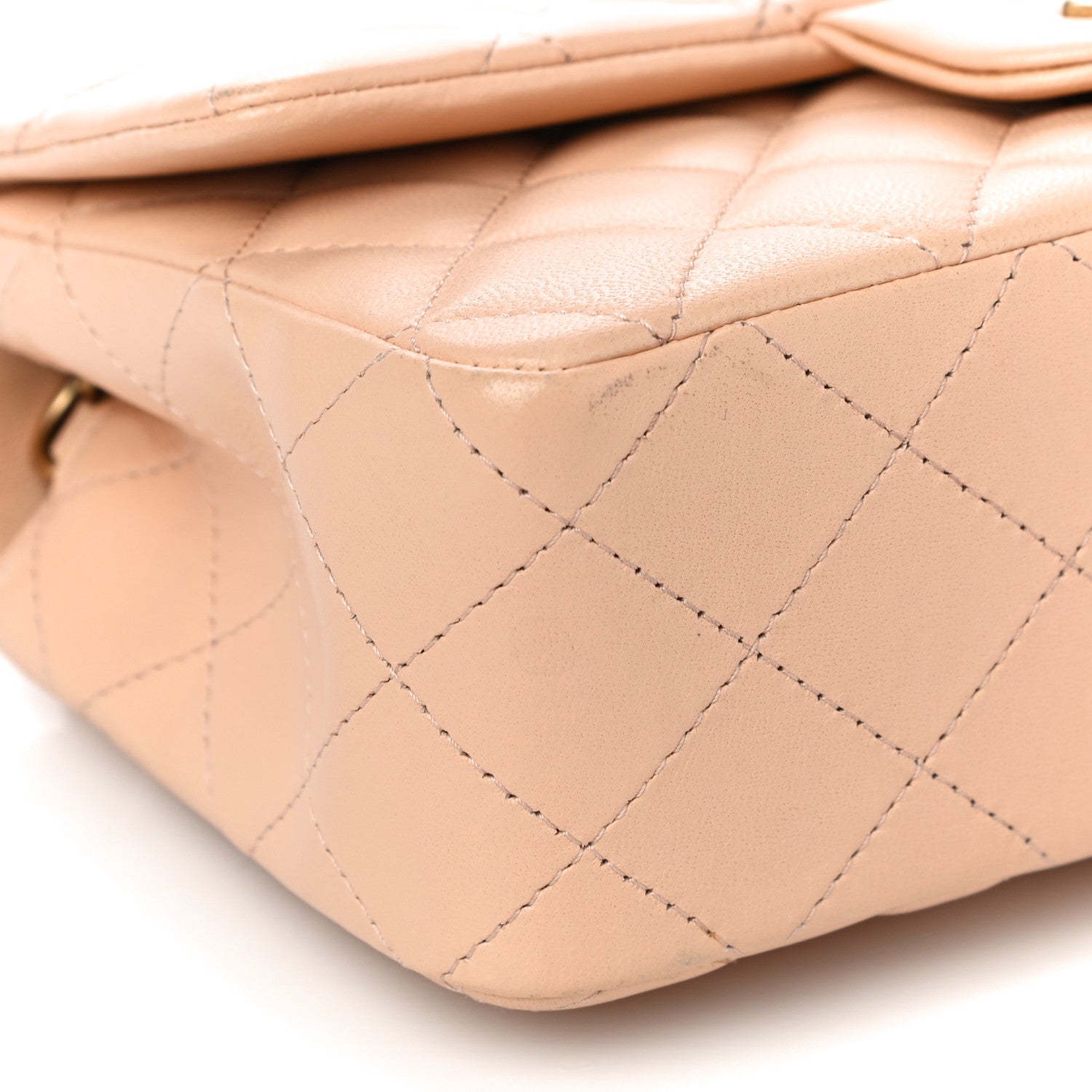 Chanel Lambskin Quilted Mini Rectangular Flap Beige 9 of 14