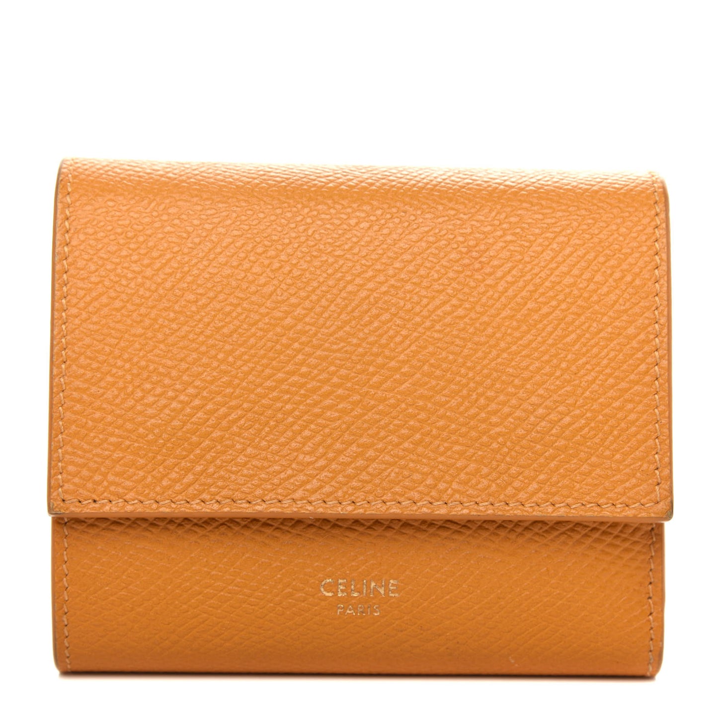 Grained Calfskin Small Multifunction Folded Wallet Safron