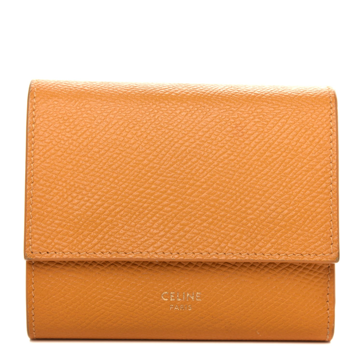 Celine Grained Calfskin Small Multifunction Folded Wallet Safron 1 of 10