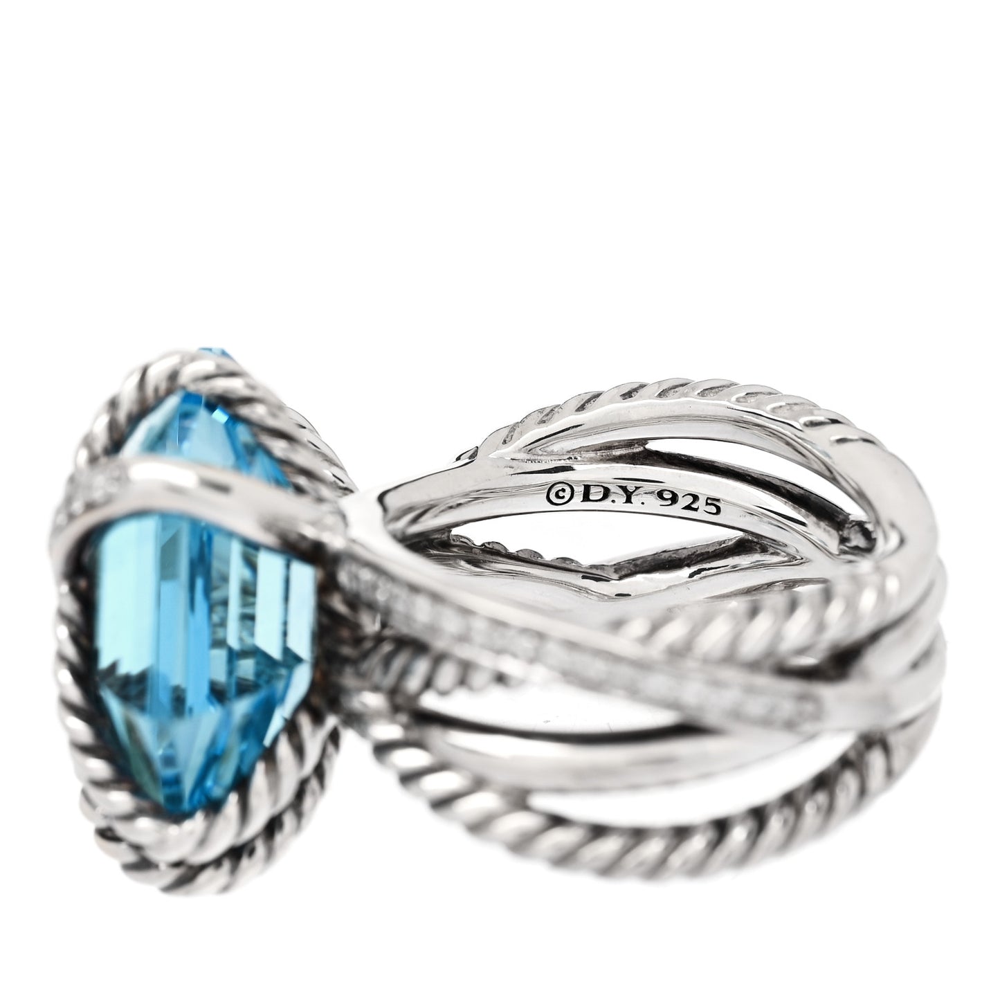 Sterling Silver Diamond Blue Topaz 16mm Cable Wrap Ring 51 5.75