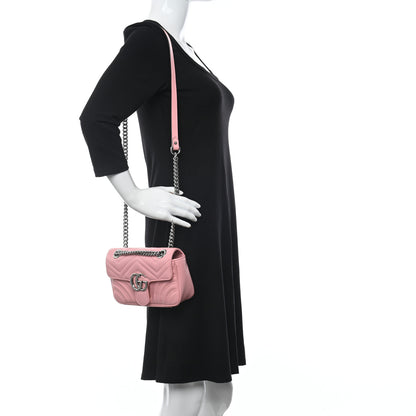 Gucci Calfskin Matelasse Mini GG Marmont Shoulder Bag Wild Rose 2 of 11