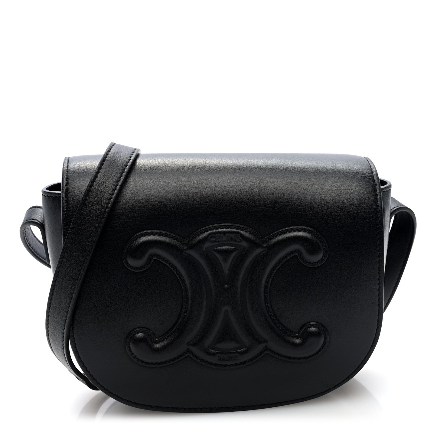 Smooth Calfskin Cuir Triomphe Folco Crossbody Bag Black