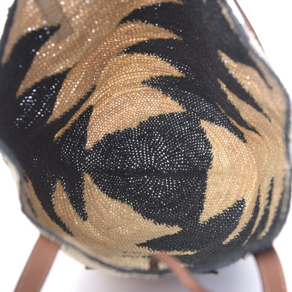 Loewe Sisal Calfskin Paula's Ibiza Shigra Tote Bag Black Beige Tan 5 of 9