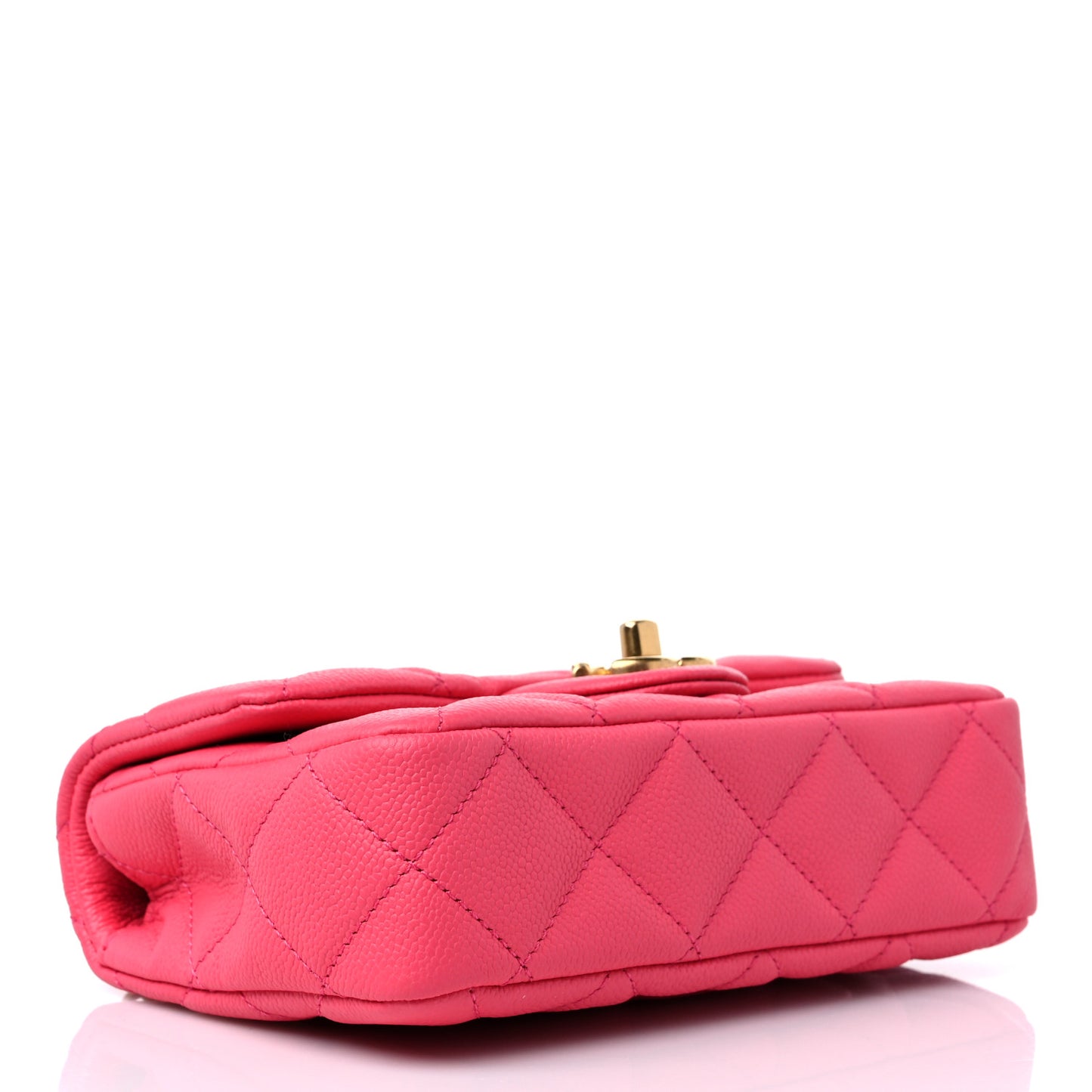 Caviar Quilted Sweetheart Mini Rectangular Flap Dark Pink
