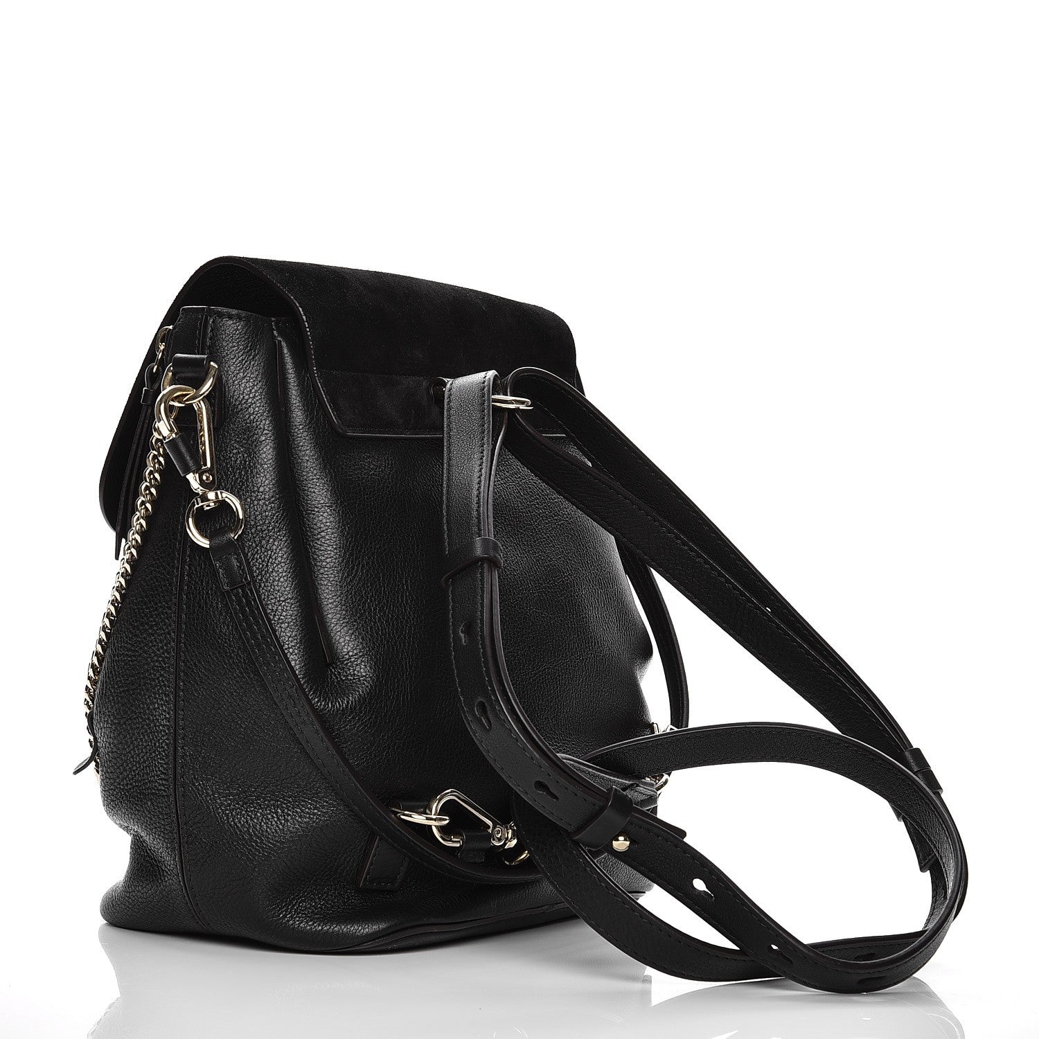 Chloe Suede Calfskin Medium Faye Backpack Black 4 of 9